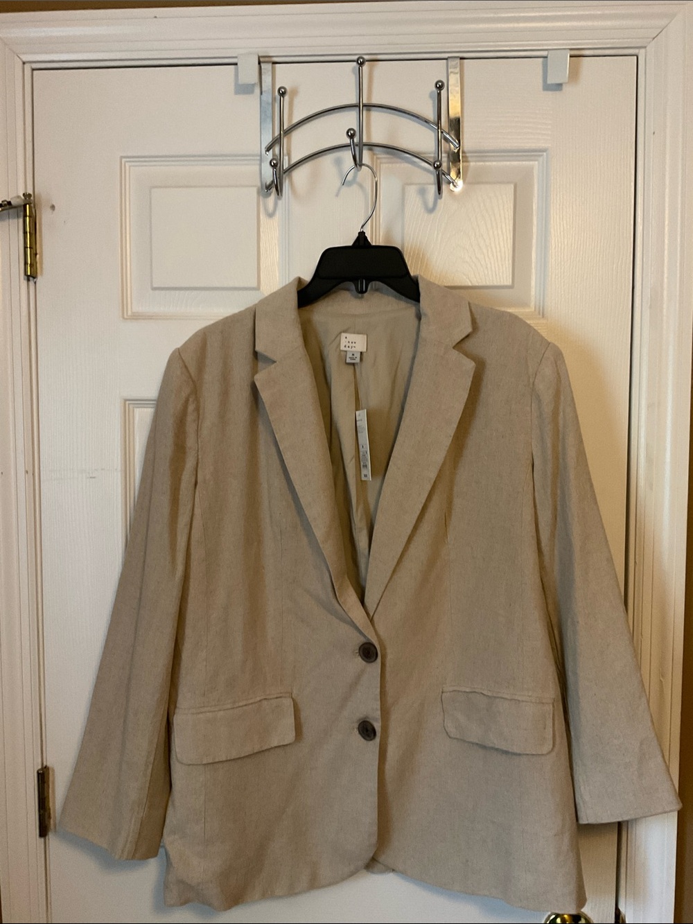 A New Day Women’s Double Button Linen Blend Blazer Size Medium NWT